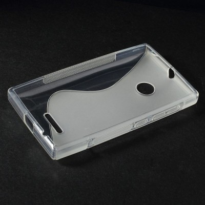 Microsoft Lumia 435 skaidrus (permatomas) kieto silikono TPU dėklas - nugarėlė / Priedai.lt