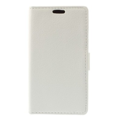 LG L65 atvēramais balts ādas Litchi maciņš / Vacins.lv