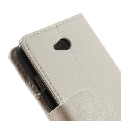 LG L65 atvēramais balts ādas Litchi maciņš / Vacins.lv