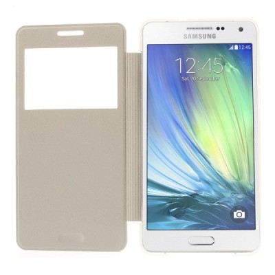 Samsung Galaxy A5 view window atvēramais balts maciņš / Vacins.lv