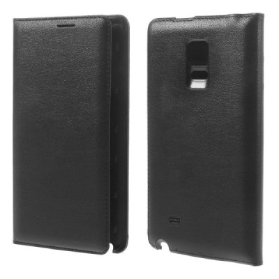 Samsung Galaxy Note Edge juodas odinis atverčiamas Smart Wallet dėklas - piniginė / Priedai.lt