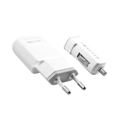 „Forever“ baltas įkroviklių komplektas su micro USB laidu (1100 mA) / Priedai.lt