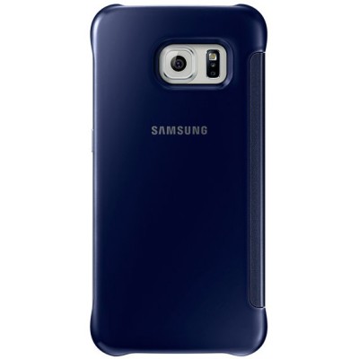 Samsung Galaxy S6 Edge originalus Clear View Cover atverčiamas mėlynas dėklas / Priedai.lt
