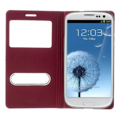 Samsung Galaxy S3 rozs atvēramais Smart Window ādas maciņš / Vacins.lv