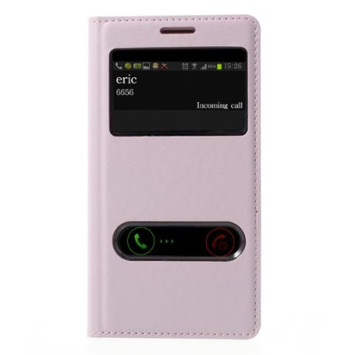 Samsung Galaxy S3 gaiši rozs atvēramais Smart Window ādas maciņš / Vacins.lv