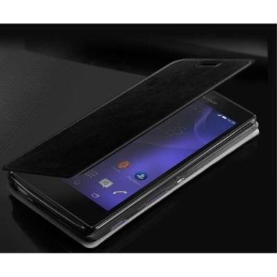 „Mofi“ Rui serijos Sony Xperia T3 juodas odinis atverčiamas dėklas / Priedai.lt