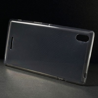 Sony Xperia T3 dzidrs (caurspīdīgs) cieta silikona TPU pasaulē planākais pelēks apvalks / Vacins.lv