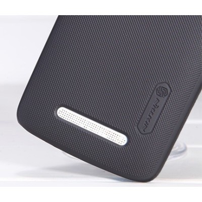 HTC Desire 500 Nillkin Frosted Shield melns plastmasas futrālis + ekrāna aizsargplēve / Vacins.lv