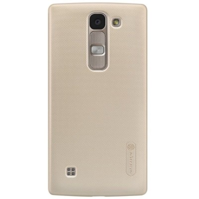 LG Spirit Nillkin Frosted Shield auksinis plastikinis dėklas + apsauginė ekrano plėvelė / Priedai.lt
