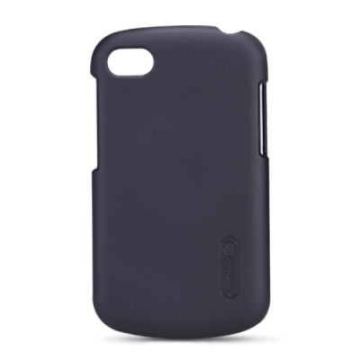 BlackBerry Q10 Nillkin Frosted Shield juodas plastikinis dėklas + apsauginė ekrano plėvelė / Priedai.lt
