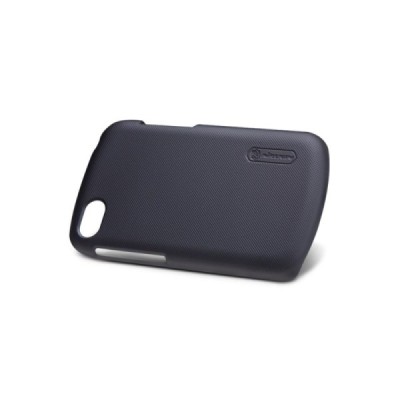 BlackBerry Q10 Nillkin Frosted Shield juodas plastikinis dėklas + apsauginė ekrano plėvelė / Priedai.lt