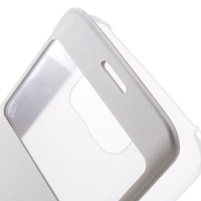 Samsung Galaxy S6 Edge (G925) View Window atvēramais balts maciņš / Vacins.lv