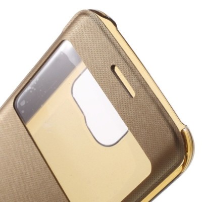 Samsung Galaxy S6 Edge (G925) View Window atverčiamas auksinis dėklas / Priedai.lt