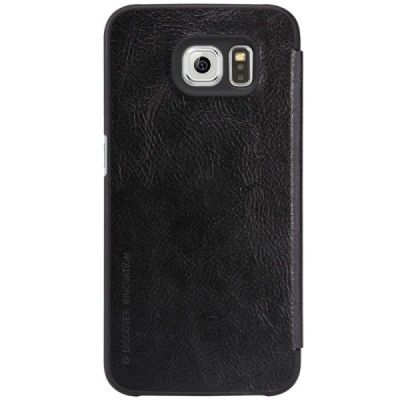 Prabangus „Nillkin“ Qin serijos juodas odinis atverčiamas Samsung Galaxy S6 (G920) dėklas / Priedai.lt