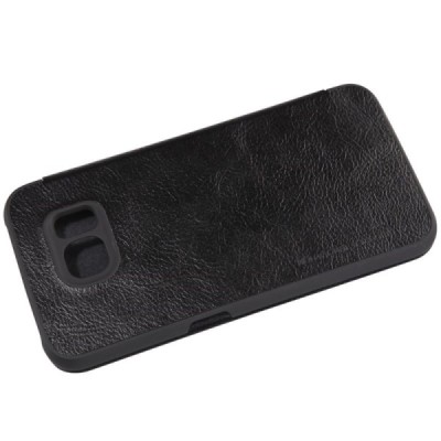 Prabangus „Nillkin“ Qin serijos juodas odinis atverčiamas Samsung Galaxy S6 (G920) dėklas / Priedai.lt