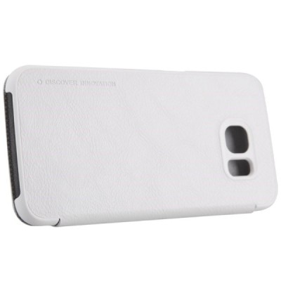 Greznais „Nillkin“ Qin sērijas ādas atvērams balts Samsung Galaxy S6 (G920) maciņš / Vacins.lv