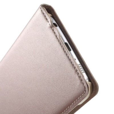 Samsung Galaxy S6 (G920) auksinis odinis atverčiamas dėklas su langeliu / Priedai.lt