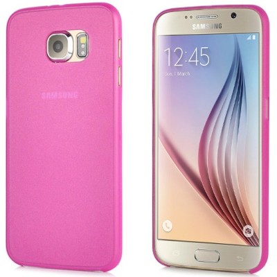 Samsung Galaxy S6 G920 ploniausias pasaulyje plastikinis skaidrus rožinis dėklas - nugarėlė / Priedai.lt