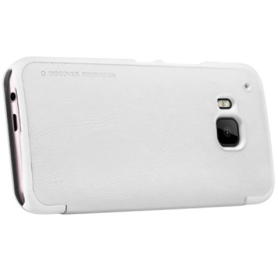 Prabangus „Nillkin“ Qin serijos baltas odinis atverčiamas HTC One M9 dėklas / Priedai.lt