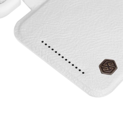Prabangus „Nillkin“ Qin serijos baltas odinis atverčiamas HTC One M9 dėklas / Priedai.lt