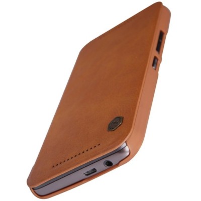 Prabangus „Nillkin“ Qin serijos rudas odinis atverčiamas HTC One M9 dėklas / Priedai.lt
