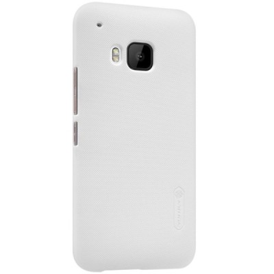 HTC One M9 Nillkin Frosted Shield baltas plastikinis dėklas + apsauginė ekrano plėvelė / Priedai.lt
