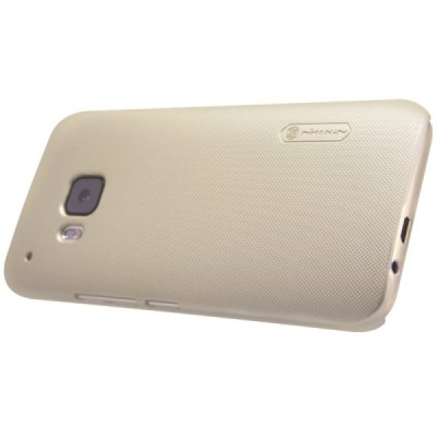 HTC One M9 Nillkin Frosted Shield auksinis plastikinis dėklas + apsauginė ekrano plėvelė / Priedai.lt