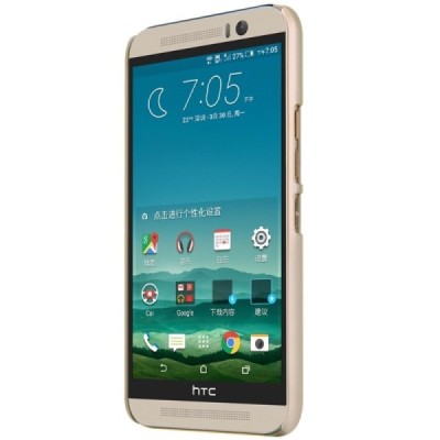 HTC One M9 Nillkin Frosted Shield auksinis plastikinis dėklas + apsauginė ekrano plėvelė / Priedai.lt