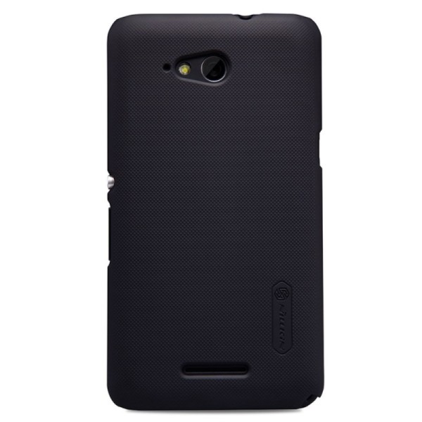„Nillkin“ Frosted Shield dėklas - juodas + apsauginė ekrano plėvelė (Xperia E4g)