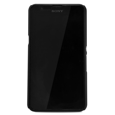 Sony Xperia E4g Nillkin Frosted Shield juodas plastikinis dėklas + apsauginė ekrano plėvelė / Priedai.lt