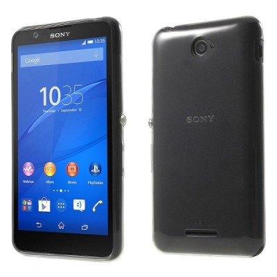 Sony Xperia E4 skaidrus (permatomas) kieto silikono TPU ploniausias pasaulyje pilkas dėklas / Priedai.lt