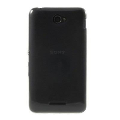 Sony Xperia E4 skaidrus (permatomas) kieto silikono TPU ploniausias pasaulyje pilkas dėklas / Priedai.lt