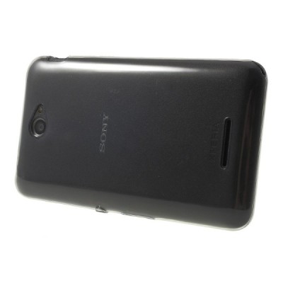 Sony Xperia E4 skaidrus (permatomas) kieto silikono TPU ploniausias pasaulyje pilkas dėklas / Priedai.lt