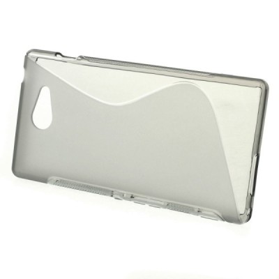 Sony Xperia M2 Aqua pilkas kieto silikono TPU skaidrus (permatomas) dėklas - nugarėlė / Priedai.lt
