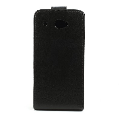 HTC Desire 601 klasisks ādas vertikāli atvēramais melns futrālis / Vacins.lv