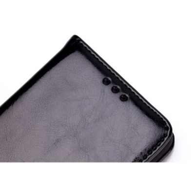 Huawei Honor 6 solīds atvēramais ādas melns maciņš / Vacins.lv