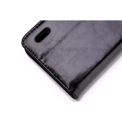 Huawei Honor 6 solīds atvēramais ādas melns maciņš / Vacins.lv
