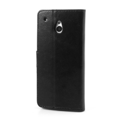 HTC One mini m4 atvēramais ādas melns maciņš (maks) / Vacins.lv