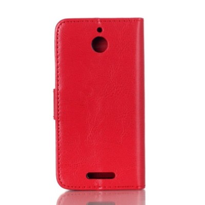 HTC Desire 510 atverčiamas raudonas odinis dėklas - piniginė / Priedai.lt