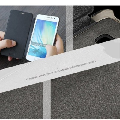 Rock Uni atverčiamas Samsung Galaxy A3 juodas odinis dėklas / Priedai.lt