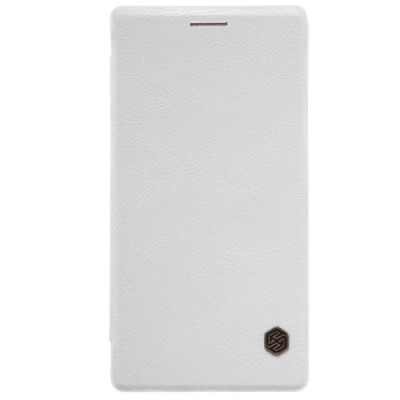 Greznais „Nillkin“ Qin sērijas ādas atvērams balts Huawei P8 maciņš / Vacins.lv