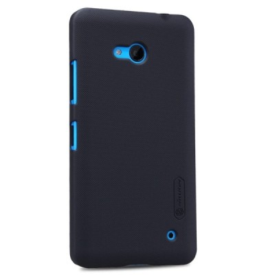 Microsoft Lumia 640 Nillkin Frosted Shield juodas plastikinis dėklas + apsauginė ekrano plėvelė / Priedai.lt