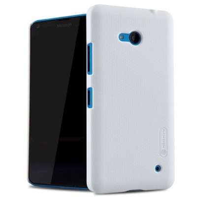 Microsoft Lumia 640 Nillkin Frosted Shield baltas plastikinis dėklas + apsauginė ekrano plėvelė / Priedai.lt