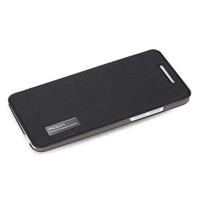 HTC One mini Rock Elegant atvēramais melns futrālis / Vacins.lv