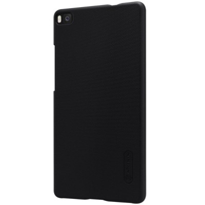 Huawei P8 Nillkin Frosted Shield juodas plastikinis dėklas + apsauginė ekrano plėvelė / Priedai.lt