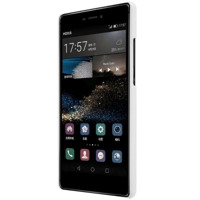 Huawei P8 Nillkin Frosted Shield baltas plastikinis dėklas + apsauginė ekrano plėvelė / Priedai.lt