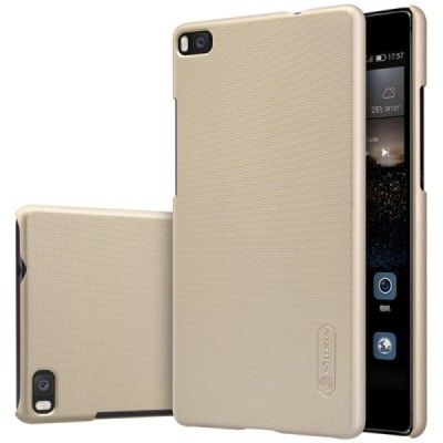 Huawei P8 Nillkin Frosted Shield auksinis plastikinis dėklas + apsauginė ekrano plėvelė / Priedai.lt