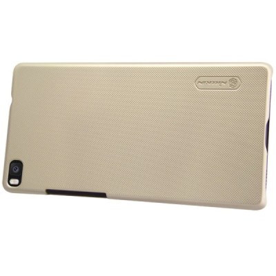 Huawei P8 Nillkin Frosted Shield auksinis plastikinis dėklas + apsauginė ekrano plėvelė / Priedai.lt