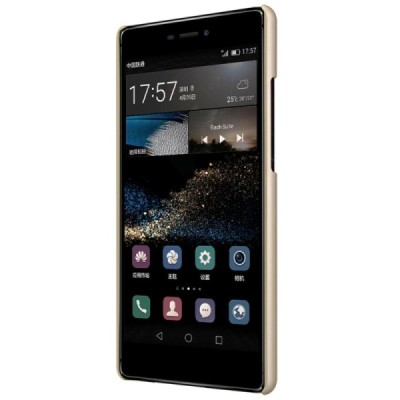 Huawei P8 Nillkin Frosted Shield auksinis plastikinis dėklas + apsauginė ekrano plėvelė / Priedai.lt