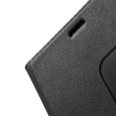 Huawei P8 juodas odinis atverčiamas „Smart Window“ dėklas su langeliu / Priedai.lt
